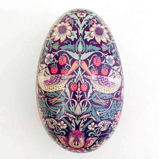 William Morris Strawberry Thief Metal Easter Egg Tin ~ 4-1/4" tall