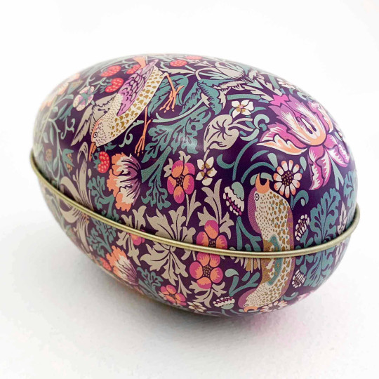William Morris Strawberry Thief Metal Easter Egg Tin ~ 4-1/4" tall