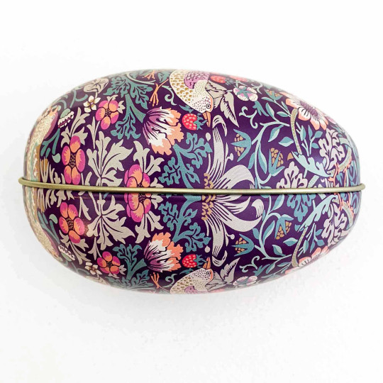 William Morris Strawberry Thief Metal Easter Egg Tin ~ 4-1/4" tall