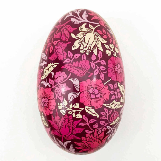 William Morris Pink Floral Metal Easter Egg Tin ~ 4-1/4" tall