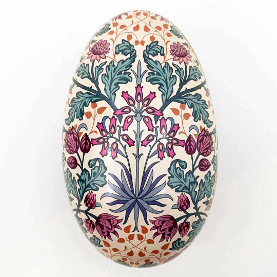 William Morris Jewel-toned Floral Metal Easter Egg Tin ~ 4-1/4" tall