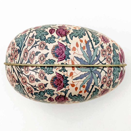 William Morris Jewel-toned Floral Metal Easter Egg Tin ~ 4-1/4" tall