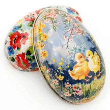 Nostalgic Ducklings Metal Easter Egg Tin ~ 4-1/4" tall