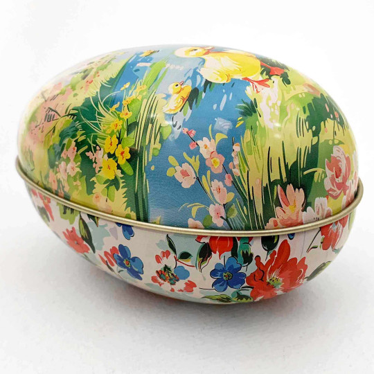 Nostalgic Duck Pond Metal Easter Egg Tin ~ 4-1/4" tall
