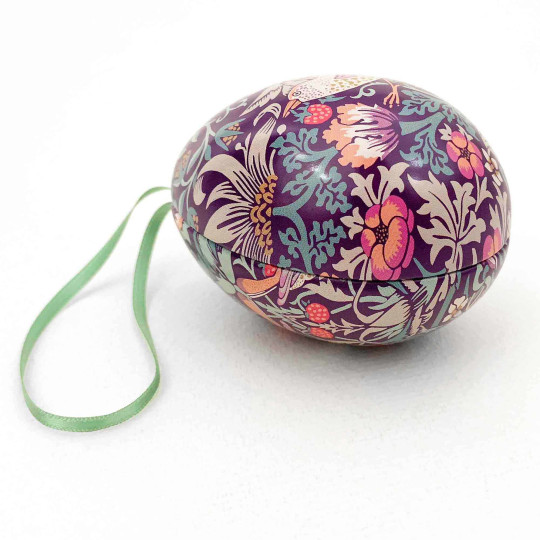 William Morris Strawberry Thief Metal Easter Egg Tin and Ornament ~ 2-3/4" tall