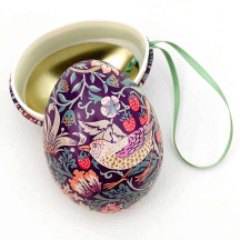 William Morris Strawberry Thief Metal Easter Egg Tin and Ornament ~ 2-3/4" tall