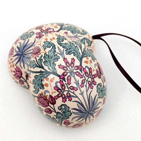 William Morris Jewel-Toned Floral Metal Easter Egg Tin and Ornament ~ 2-3/4" tall