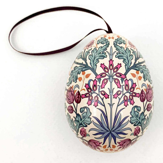 William Morris Jewel-Toned Floral Metal Easter Egg Tin and Ornament ~ 2-3/4" tall