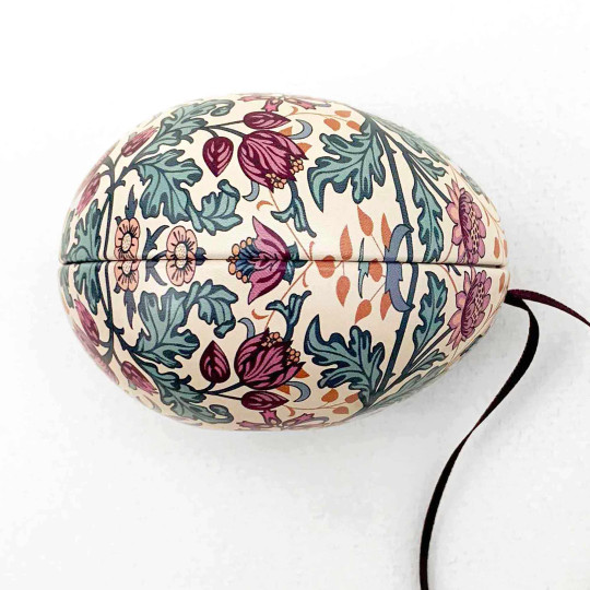 William Morris Jewel-Toned Floral Metal Easter Egg Tin and Ornament ~ 2-3/4" tall