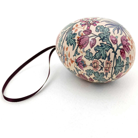 William Morris Jewel-Toned Floral Metal Easter Egg Tin and Ornament ~ 2-3/4" tall