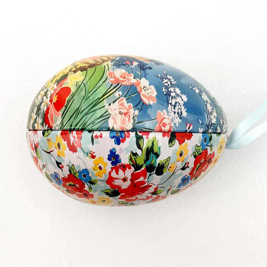 Nostalgic Bunnies Metal Easter Egg Tin and Ornament ~ 2-3/4" tall