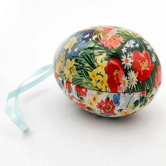 Nostalgic Bunnies Metal Easter Egg Tin and Ornament ~ 2-3/4" tall