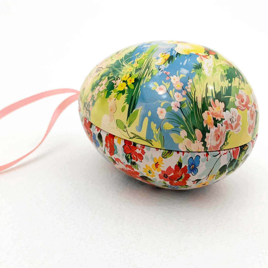 Nostalgic Duck Pond Metal Easter Egg Tin and Ornament ~ 2-3/4" tall