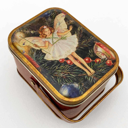 Flower Fairies Basket Tin with The Christmas Tree Fairy ~ 4-1/4 x 3-1/8"