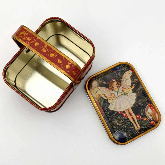 Flower Fairies Basket Tin with The Christmas Tree Fairy ~ 4-1/4 x 3-1/8"
