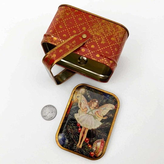Flower Fairies Basket Tin with The Christmas Tree Fairy ~ 4-1/4 x 3-1/8"
