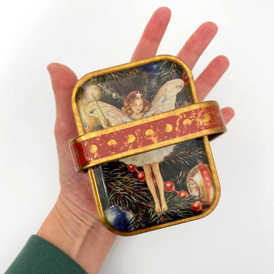 Flower Fairies Basket Tin with The Christmas Tree Fairy ~ 4-1/4 x 3-1/8"
