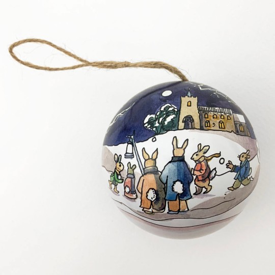 Metal Christmas Ball Ornament or Gift Tin ~ 2-3/4" across ~ MOUSE CAROLERS