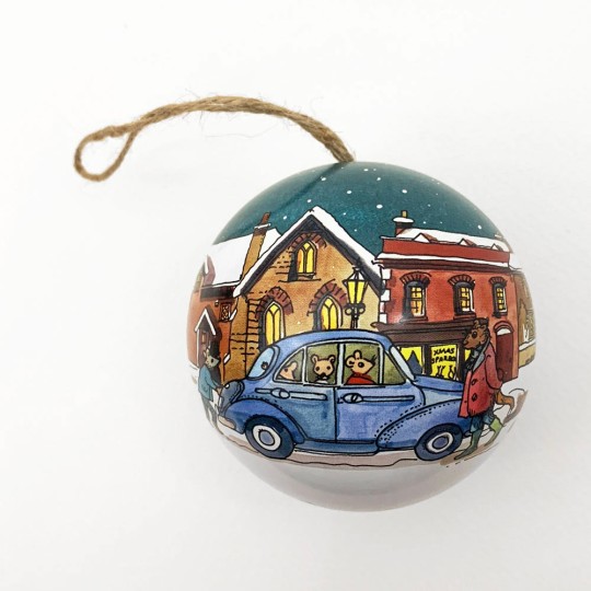 Metal Christmas Ball Ornament or Gift Tin ~ 2-3/4" across ~ BLUE AUTO
