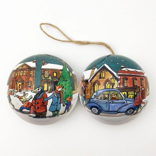 Metal Christmas Ball Ornament or Gift Tin ~ 2-3/4" across ~ BLUE AUTO