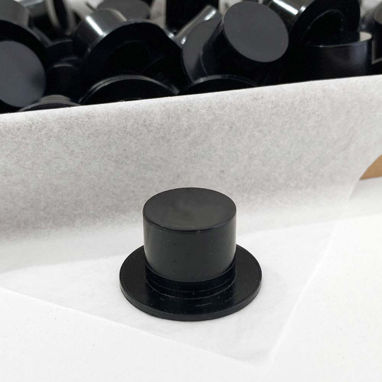 Black Plastic Snowman Hats ~ 5/8" tall x 1-1/8" across brim ~ Set of 10 Top Hats