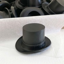 Large Fancy Black Plastic Top Hats ~ 1" tall ~ Set of 5 Snowman Hats ~ Germany
