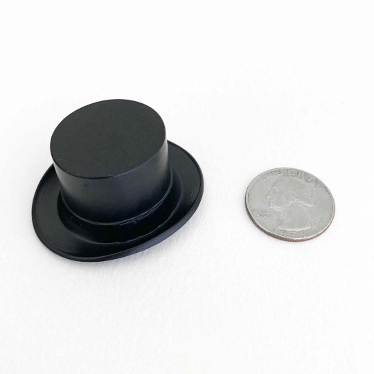 Large Fancy Black Plastic Top Hats ~ 1" tall ~ Set of 5 Snowman Hats ~ Germany