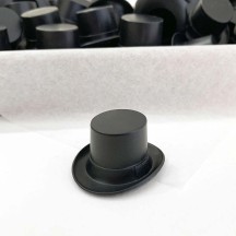 Fancy Black Plastic Top Hats ~ 5/8" tall ~ Set of 5 Snowman Hats ~ Germany