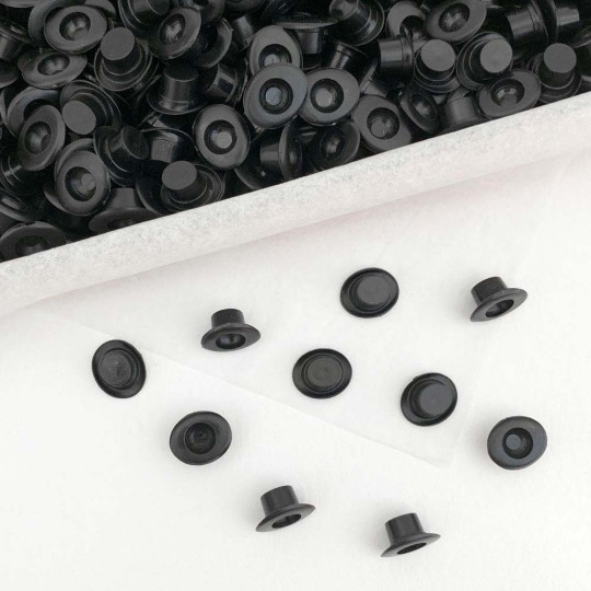 Tiniest Miniature Fancy Black Plastic Top Hats ~ 1/4" tall ~ Set of 10 Snowman Hats ~ Germany