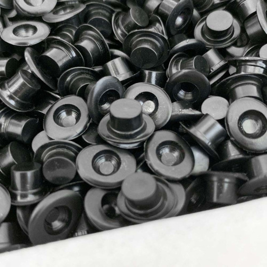Tiniest Miniature Fancy Black Plastic Top Hats ~ 1/4" tall ~ Set of 10 Snowman Hats ~ Germany