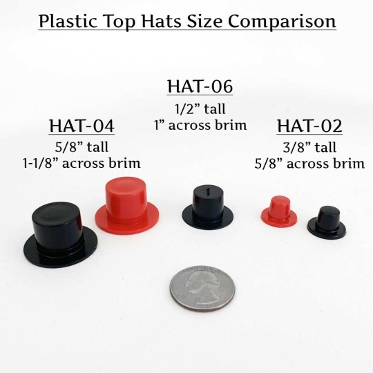 Black Plastic Snowman Hats ~ 5/8" tall x 1-1/8" across brim ~ Set of 10 Top Hats
