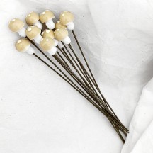 12 Tiny Spun Cotton Pixie Mushrooms for Christmas Crafts ~ IVORY ~ 7mm