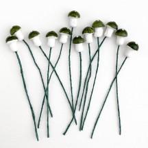 12 Tiny Spun Cotton Pixie Mushrooms for Christmas Crafts ~ OLIVE GREEN ~ 7mm