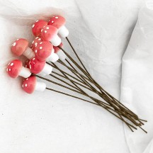 12 Spun Cotton Mushrooms for Crafts ~ LIGHT PINK ~ 10mm