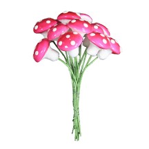 12 Medium Spun Cotton Mushrooms from Germany ~ 14mm Bright Pink