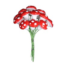 12 Medium Spun Cotton Mushrooms from Germany ~ 14mm Red