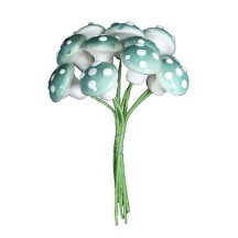 12 Medium Spun Cotton Mushrooms from Germany ~ 14mm Sky Blue