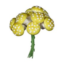 12 Large Spun Cotton Mushrooms from Germany ~ 18mm Lemon Yellow