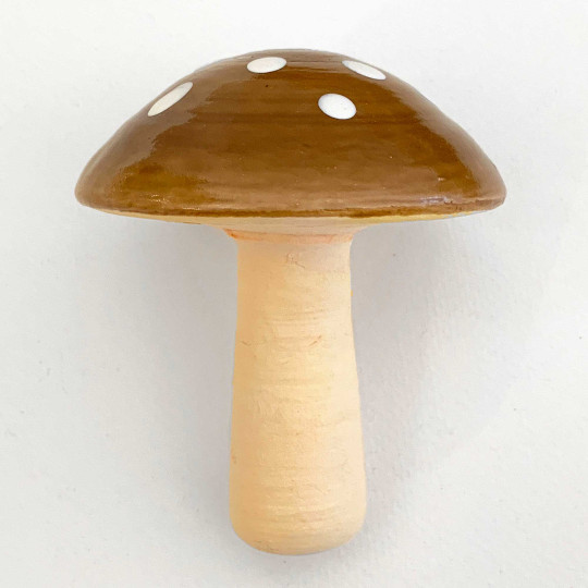 1 XL Spun Cotton Toadstool Mushroom ~ BROWN on YELLOW ~ 70 mm