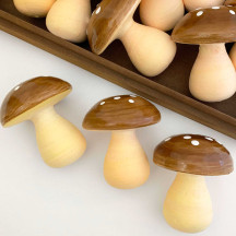 1 XL Spun Cotton Bulbous Mushroom ~ BROWN on YELLOW ~ 75 mm