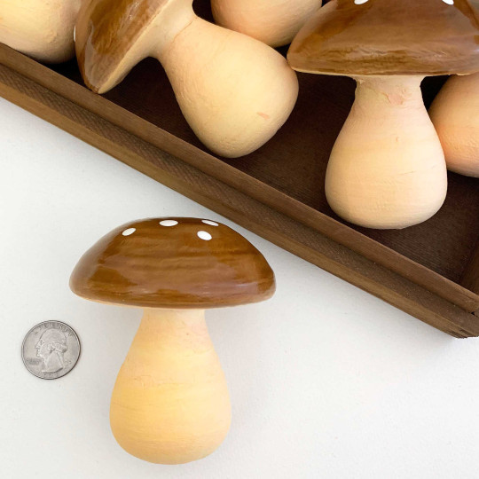 1 XL Spun Cotton Bulbous Mushroom ~ BROWN on YELLOW ~ 75 mm