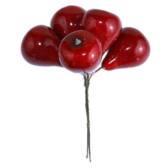 5 Dark Red Lacquered Pears ~ 1 3/4" ~ Czech Republic