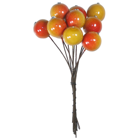 10 Two Tone Lacquered Golden Apples ~ 5/8" ~ Czech Republic
