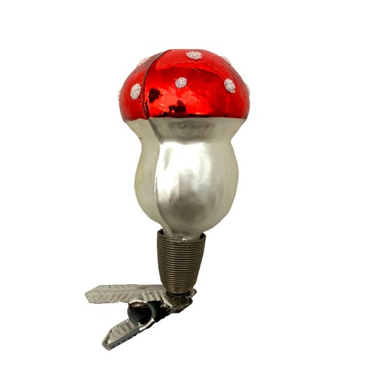 Shiny Red Clipping Mushroom Ornament ~ Germany ~ 2-1/8" tall