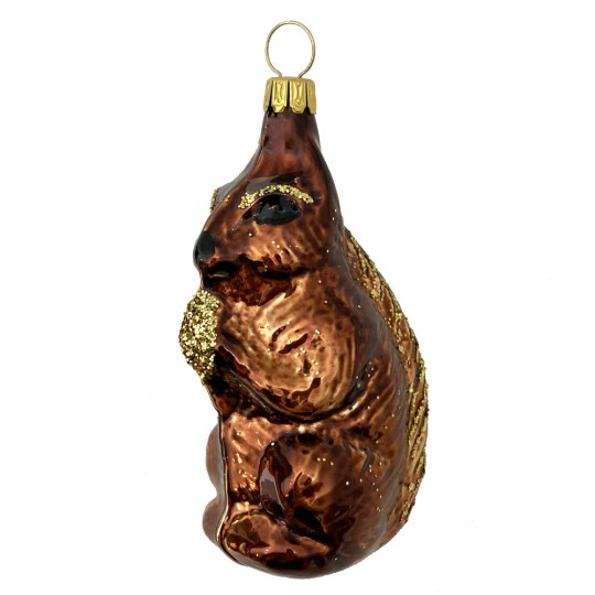Brown Squirrel Blown Glass Ornament ~ Germany ~ 3-1/2" tall