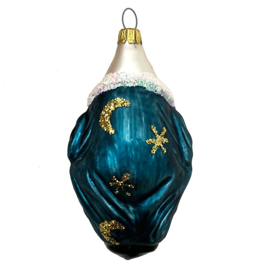 Dark Blue Blown Glass Harlequin Clown Ornament ~ Germany ~ 4" tall