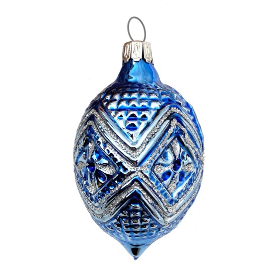 Bright Blue and Silver Fantasy Ornament ~ Germany ~ 3" tall