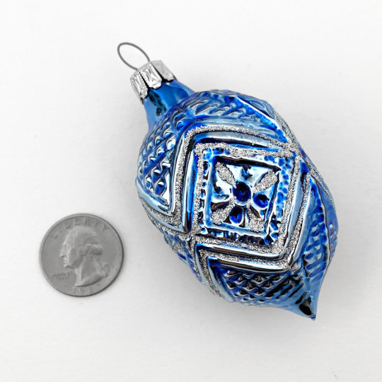 Bright Blue and Silver Fantasy Ornament ~ Germany ~ 3" tall