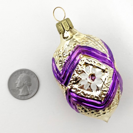 Gold and Purple Fantasy Ornament ~ Germany ~ 3" tall