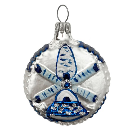 Blue and White Windmill Ornament ~ Germany ~ 2-1/2" tall
